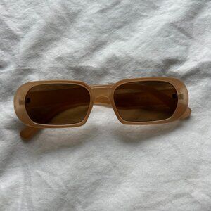 Y2k Rectangle Sunglasses Cream/Brown